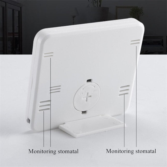 Biały zegar biurkowy z termometrem cyfrowy