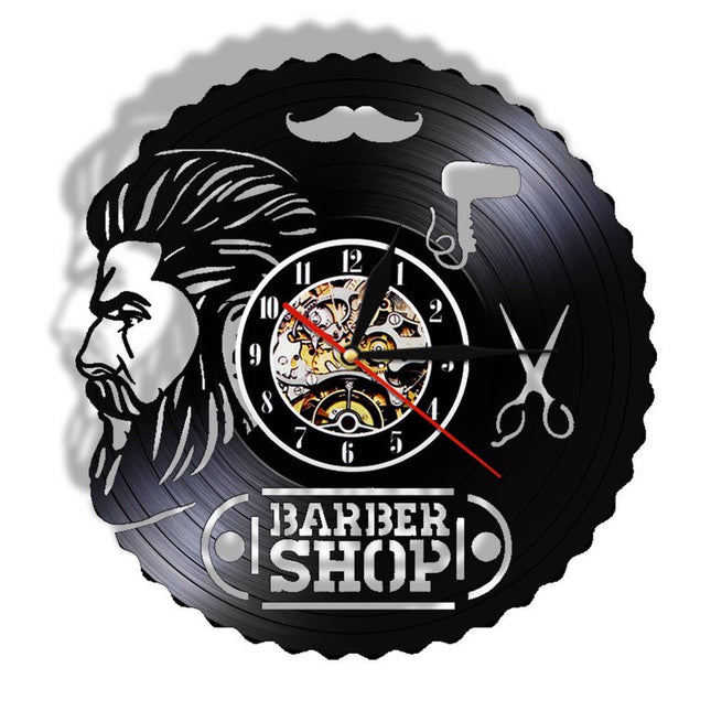 Zegar z płyty winylowej Barber Shop
