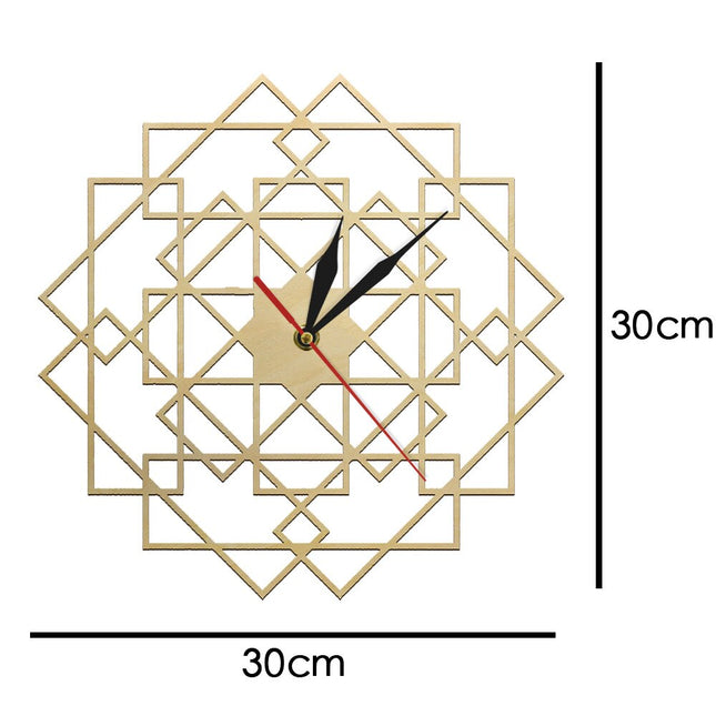 Drewniany ażurowy zegar geometryczny