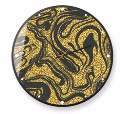 Zegar ścienny jak obraz z efektem brokatu