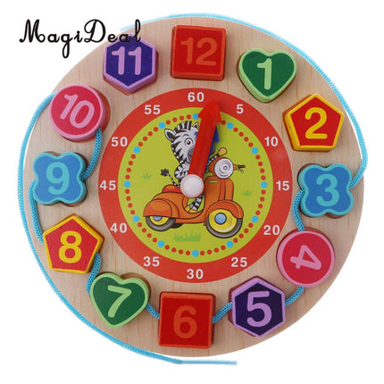Drewniany zegar edukacyjny sorter kształtów