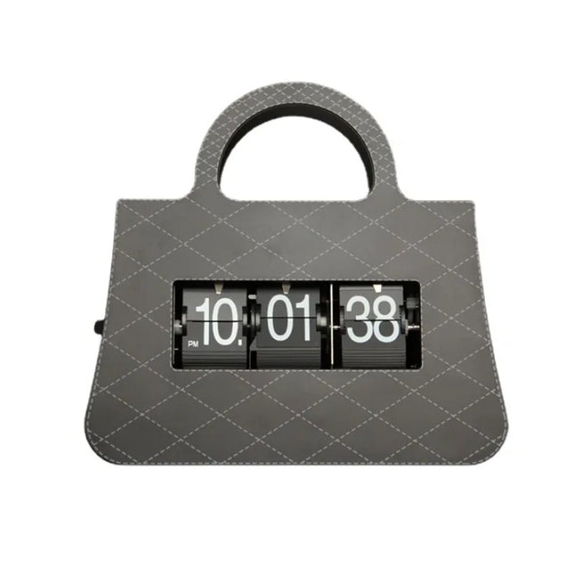 Zegar klapkowy w kształcie torebki