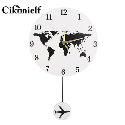 Zegar ścienny mapa świata z wahadłem