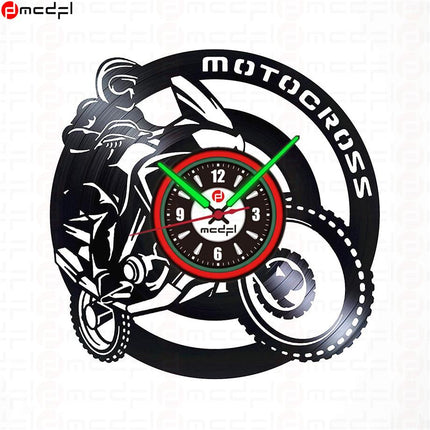 Zegar ścienny motocross czerwono-zielony na ścianę
