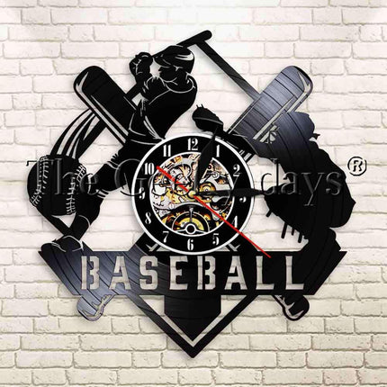 Zegar z płyty winylowej dla fana baseballu