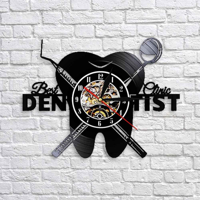 Zegar z płyty winylowej dla dentysty