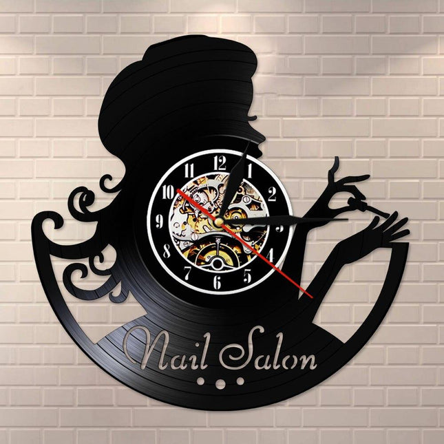 Zegar z płyty winylowej salon kosmetyczny