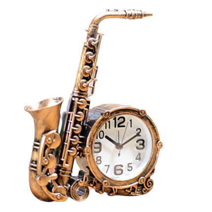 Zegar stołowy w kształcie saksofonu vintage