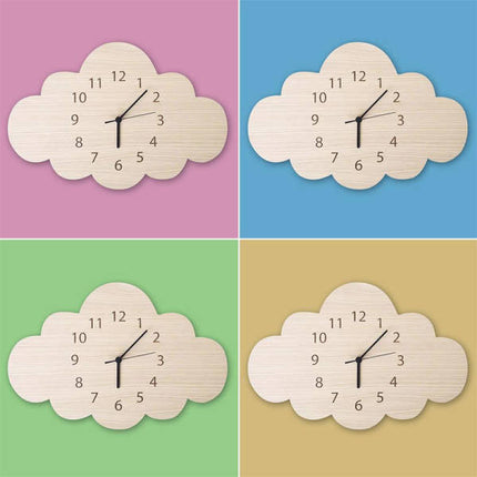 Drewniany zegar chmurka do pokoju dziecka