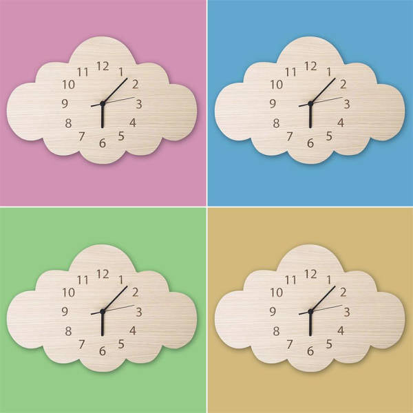 Drewniany zegar chmurka do pokoju dziecka