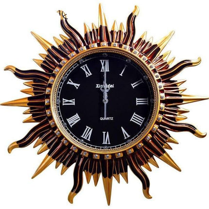 Dekoracyjny zegar ścienny w kształcie słońca