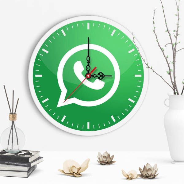Nowoczesny zegar ścienny z logo Whatsapp