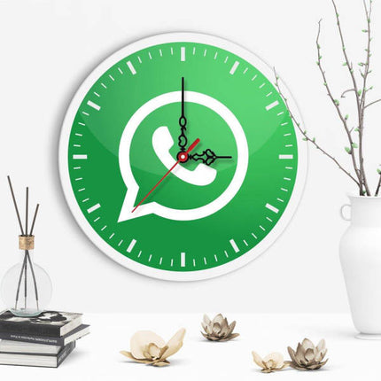 Nowoczesny zegar ścienny z logo Whatsapp