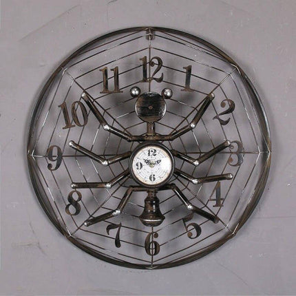 Industrialny zegar ścienny w kształcie pająka
