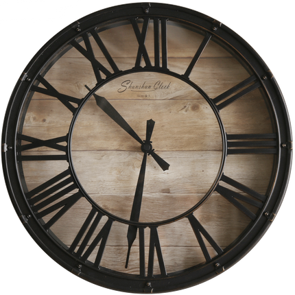 Klasyczny zegar ścienny drewno i metal