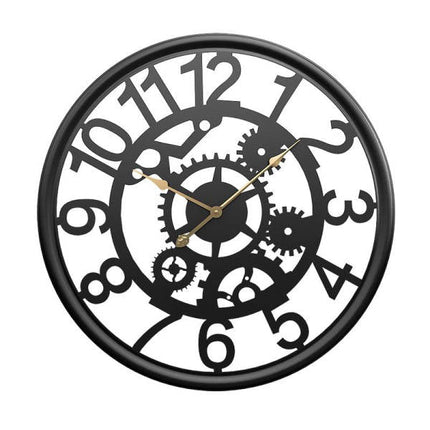 Ażurowy zegar industrialny z zębatkami
