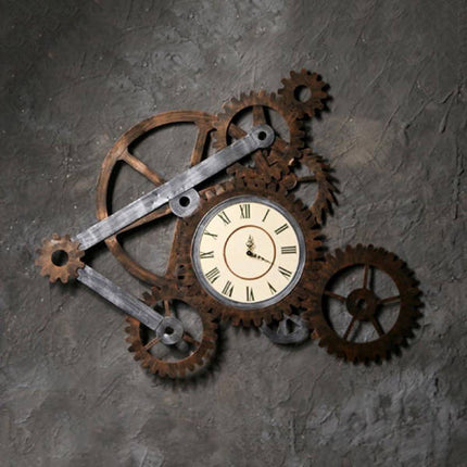 Zegar ścienny steampunk z widocznym mechanizmem