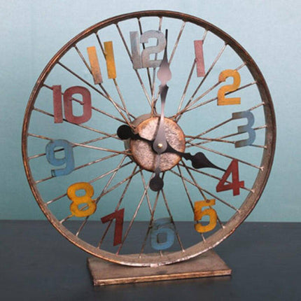 Zegar stołowy w kształcie koła rowerowego