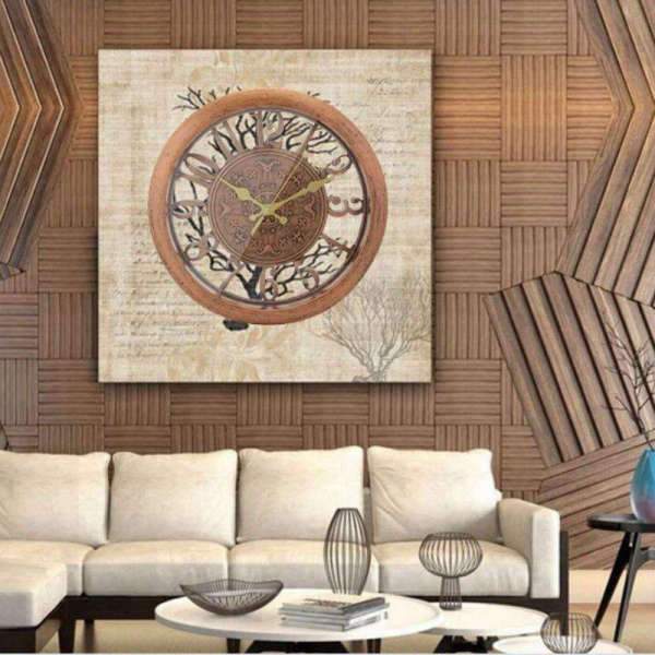 Zegar ścienny retro z efektem drewna