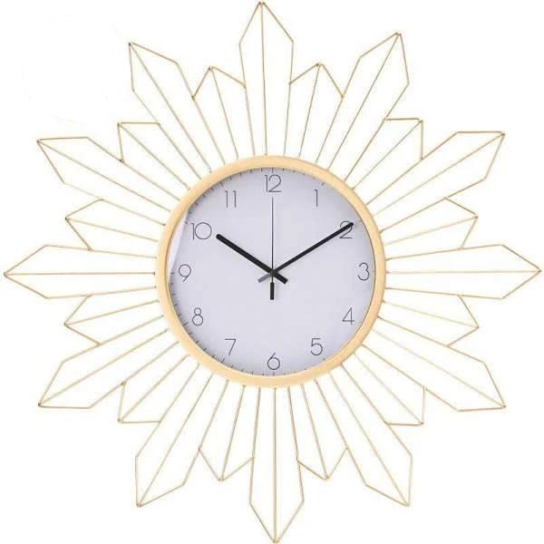 Złoty metalowy zegar ścienny styl glamour