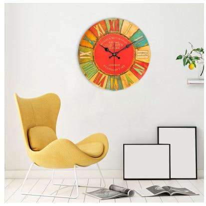 Wielokolorowy zegar ścienny w stylu retro