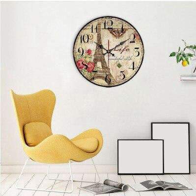 Zegar ścienny retro z Wieżą Eiffla