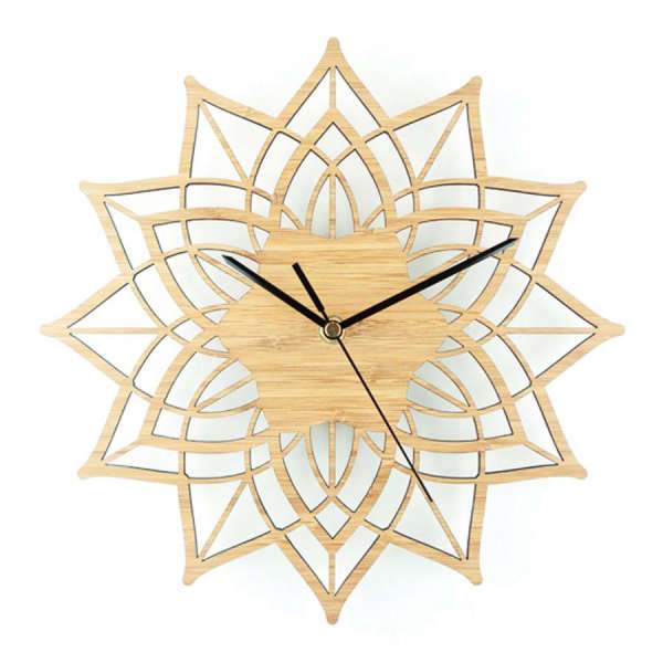 Duży ażurowy zegar ścienny mandala drewno
