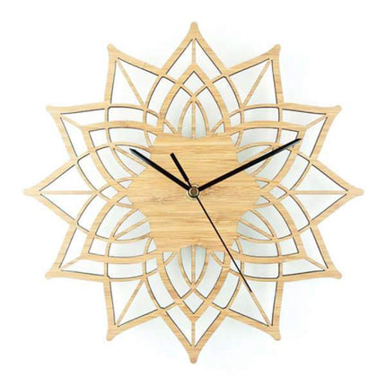 Duży ażurowy zegar ścienny mandala drewno