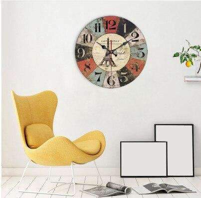 Zegar ścienny w stylu vintage z wieżą Eiffla