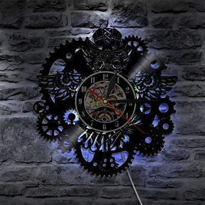 Steampunkowy zegar ścienny sowa z kół zębatych