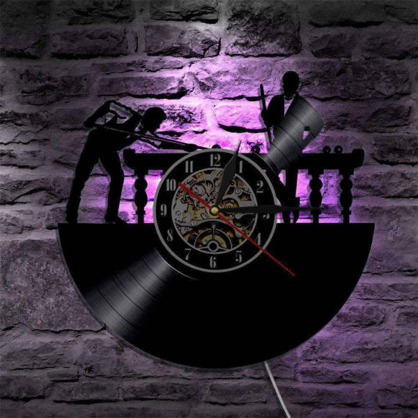 Zegar ścienny retro LED motyw bilardowy
