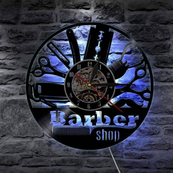 Zegar ścienny LED dla barbera steampunk