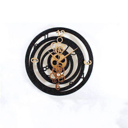 Zegar ścienny ze spiralą i widocznym mechanizmem