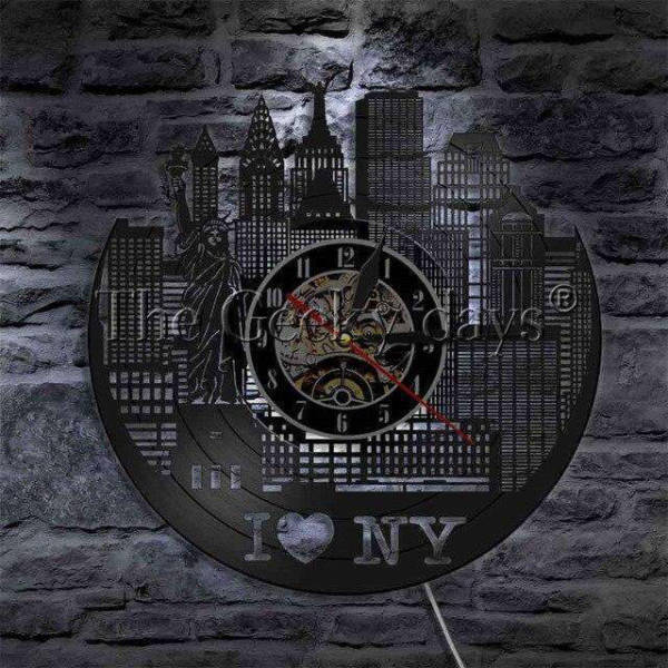 Winylowy zegar ścienny I Love NY