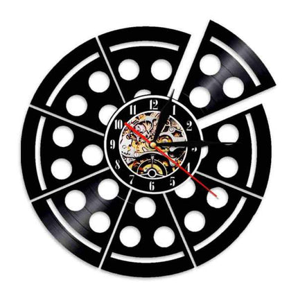 Winylowy zegar ścienny w kształcie pizzy