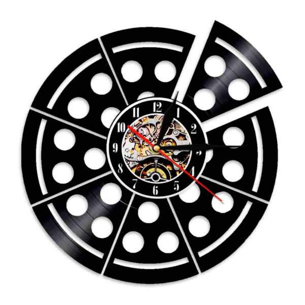 Winylowy zegar ścienny w kształcie pizzy