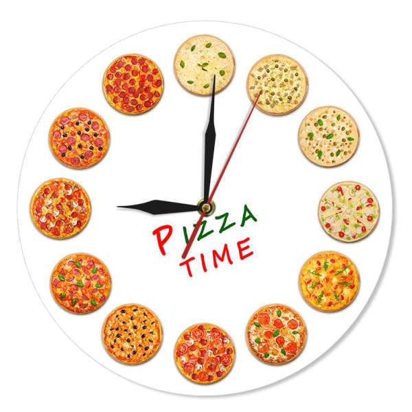 Zegar ścienny do pizzerii z pizzami