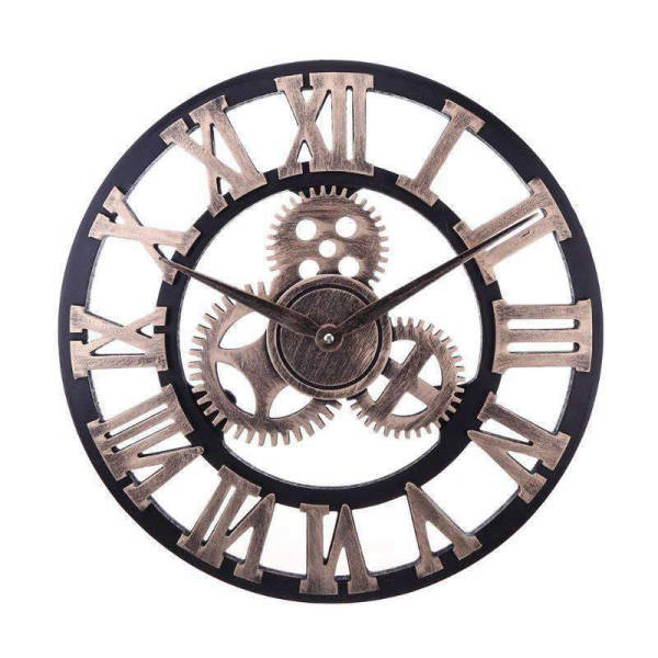 Zegar ścienny z widocznym mechanizmem retro