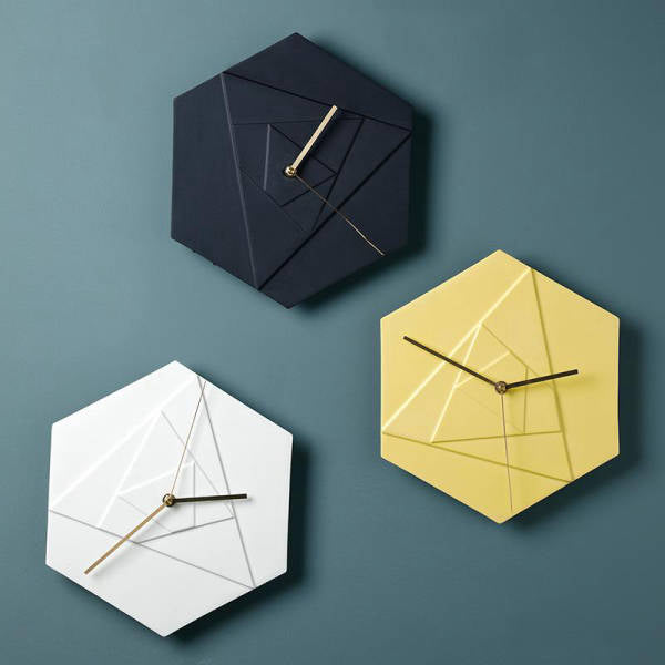 Geometryczny zegar ścienny do kuchni nowoczesny