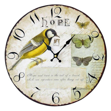 Zegar ścienny retro z motywem ptaków