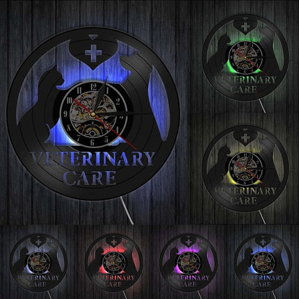 Zegar z płyty winylowej dla weterynarza
