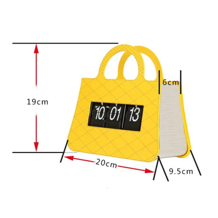 Zegar klapkowy w kształcie torebki