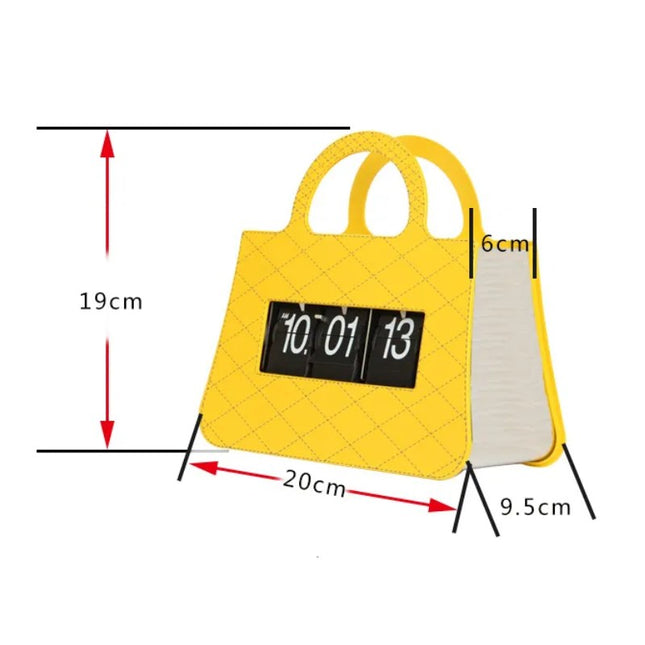 Zegar klapkowy w kształcie torebki